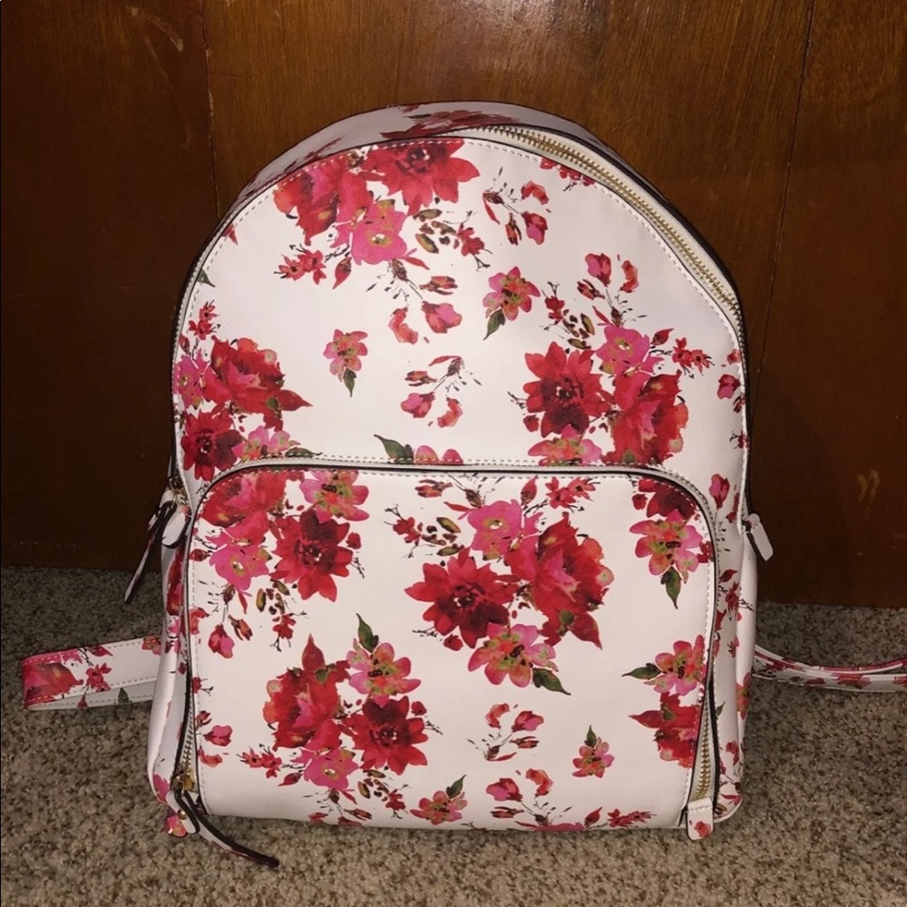 New floral print white backpack bag